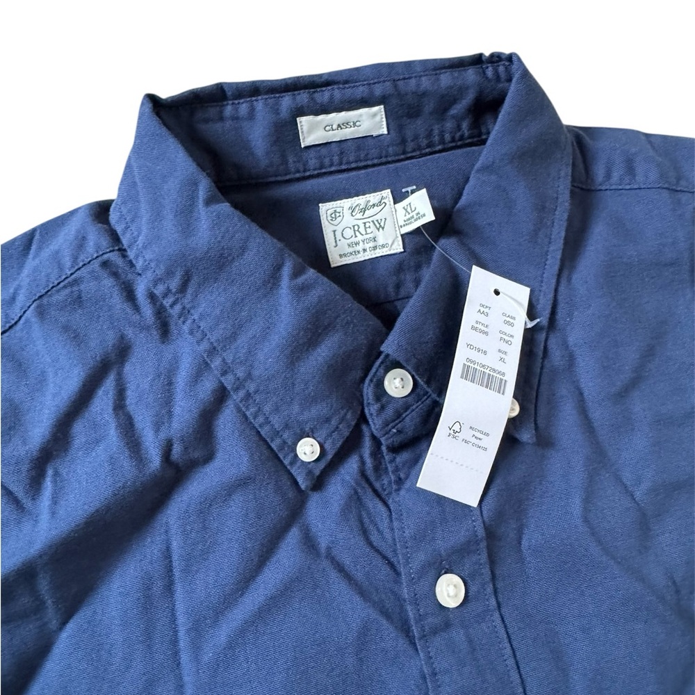 J. Crew Blue Broken-in cotton oxford shirt